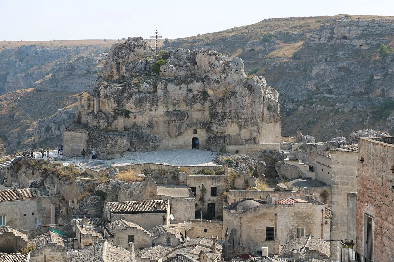 Inside a rock church carved out of the stone